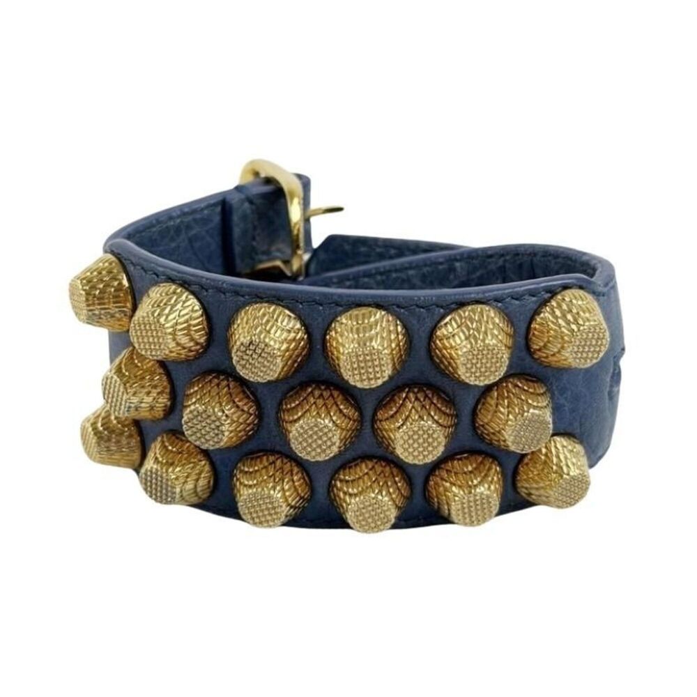 BALENCIAGA Blue Leather Charm Bracelet